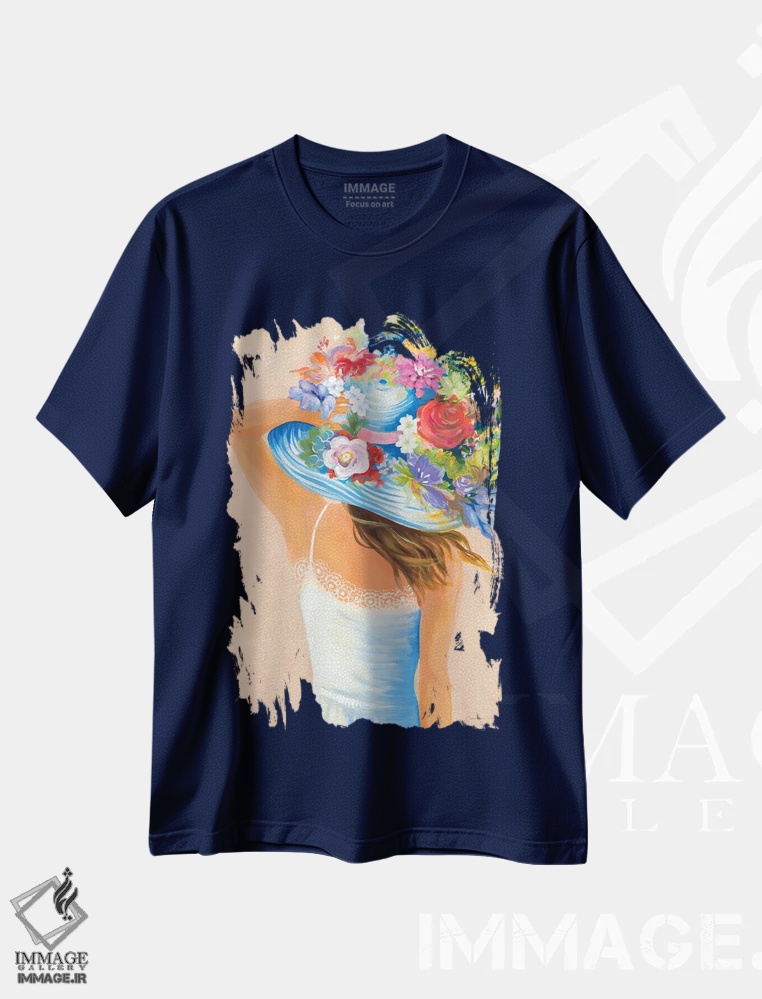 تیشرت سرمه ای طرح دار روز آفتابی روشن اثر لیز جاردین