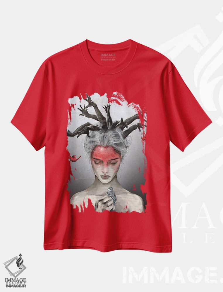 تیشرت قرمز طرح دار دلواپسی اثر دنیل جیمز اسمیت