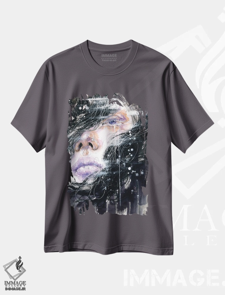 تیشرت طوسی طرح دار برف اثر دوریانا پوپا