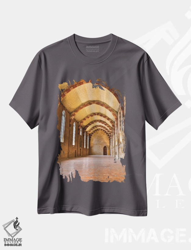 تیشرت طوسی طرح دار Toulouse, France,سالن اصلی کلیسای یعقوبیان، تولوز، فرانسه اثر هولیس لونی