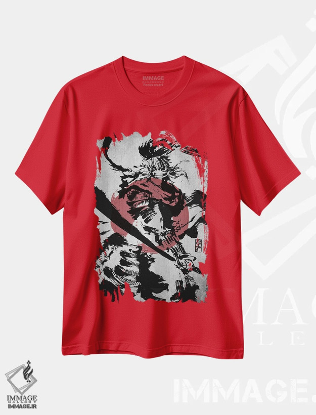 تیشرت قرمز طرح دار ژن سامورایی اثر جوزف فرناندو