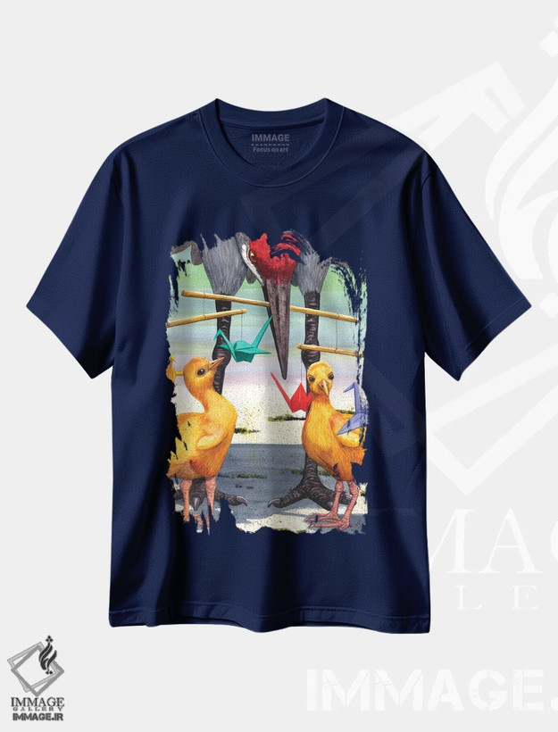 تیشرت سرمه ای طرح دار جوجه درناها اثر کترین جی مک الروی