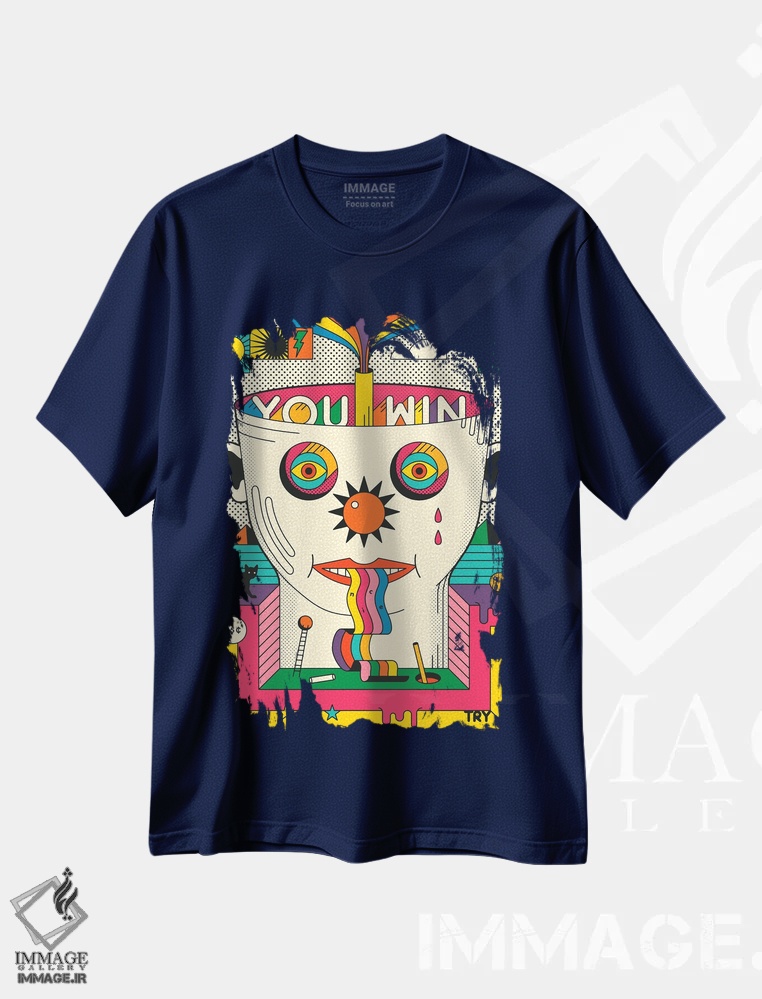 تیشرت سرمه ای طرح دار تو بردی، تلاش خوبی بود اثر جازبری بلو