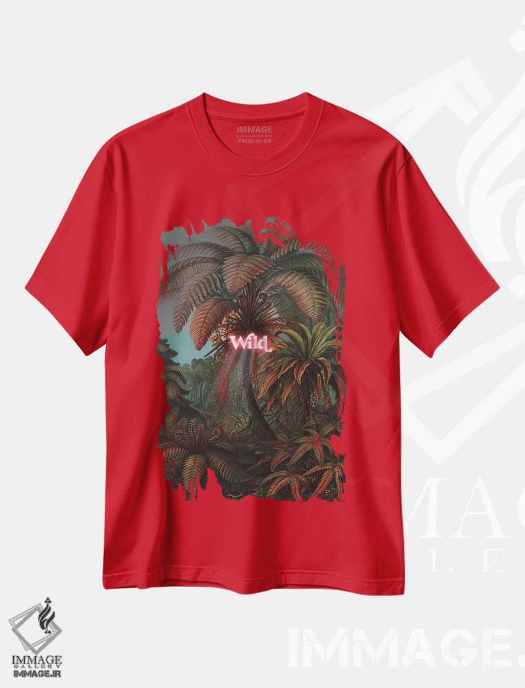 تیشرت قرمز طرح فانتزی ,"وحشی" اثر یوناس لوس