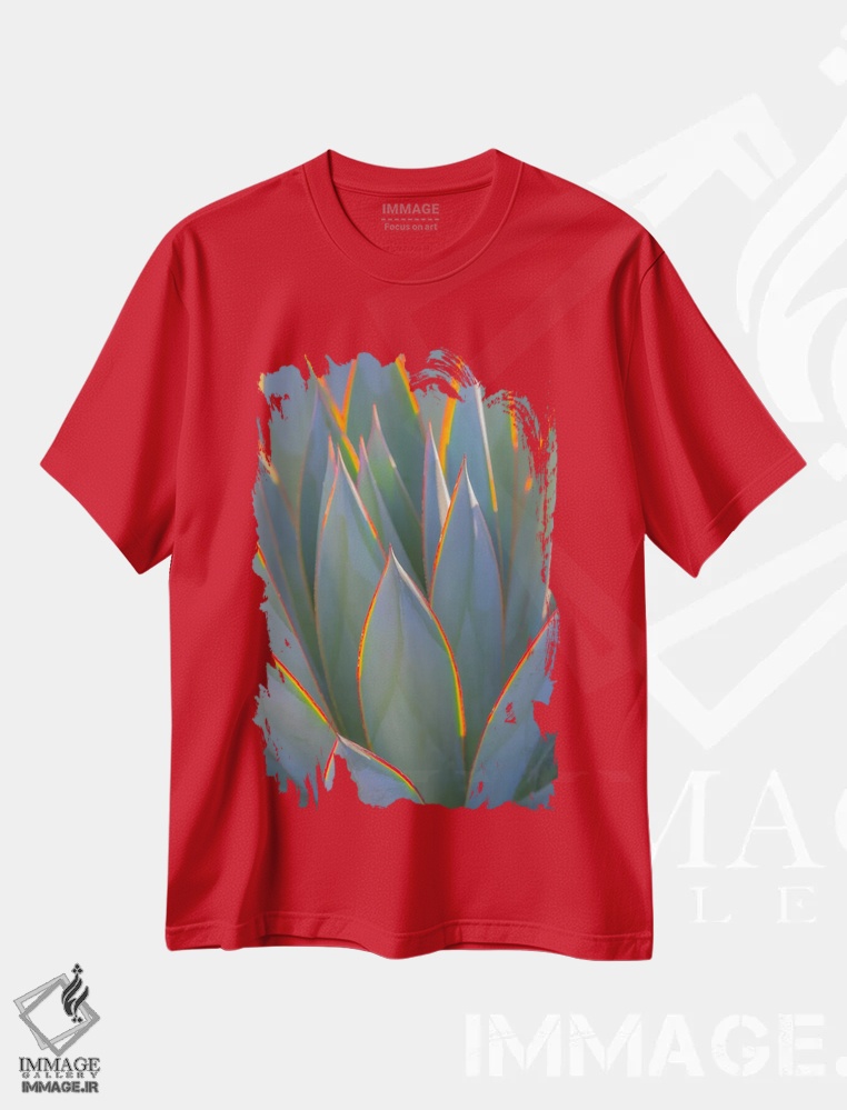 تیشرت قرمز طرح دار California, Morro Bay. Backlit agave leaves.,آمریکا، کالیفرنیا، مورو بی. برگ های آگاو در برابر نور پس زمینه اثر جینز گالری