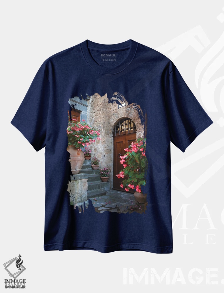 تیشرت سرمه ای طرح دار Tuscany In And Around The Medieval Hilltown Of Civita Di Bagnoregio,ایتالیا، توسکانی در داخل و اطراف شهر تپه ای قرون وسطایی چیووِتا دی باگنوریجو اثر جولی اگِرز
