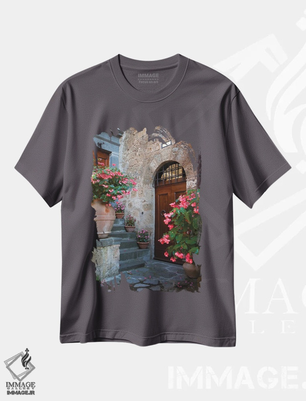 تیشرت طوسی طرح دار Tuscany In And Around The Medieval Hilltown Of Civita Di Bagnoregio,ایتالیا، توسکانی در داخل و اطراف شهر تپه ای قرون وسطایی چیووِتا دی باگنوریجو اثر جولی اگِرز