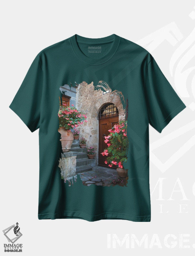تیشرت سبز طرح دار Tuscany In And Around The Medieval Hilltown Of Civita Di Bagnoregio,ایتالیا، توسکانی در داخل و اطراف شهر تپه ای قرون وسطایی چیووِتا دی باگنوریجو اثر جولی اگِرز