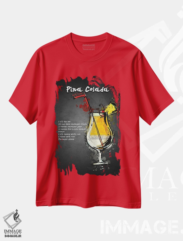 تیشرت قرمز طرح دار پینا کولادا I اثر گب فرناندو