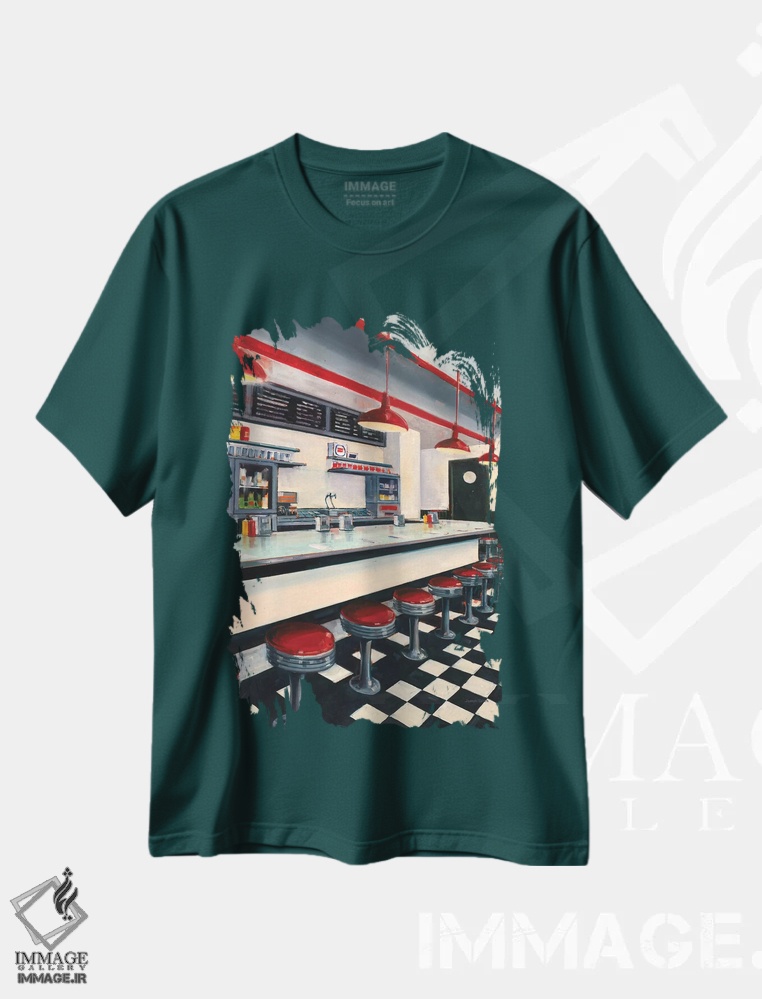 تیشرت سبز طرح دار رستوران کوچک اثر جوزف کیتس