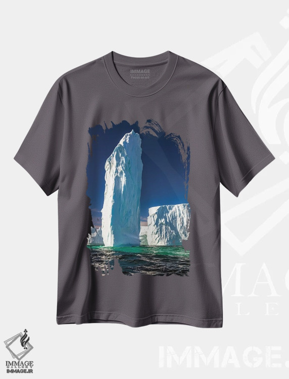 تیشرت طوسی طرح دار Antarctica,تک سنگ یخی، جنوبگان اثر آرت وولف