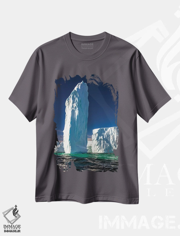 تیشرت طوسی طرح دار Antarctica,تک سنگ یخی، جنوبگان اثر آرت وولف