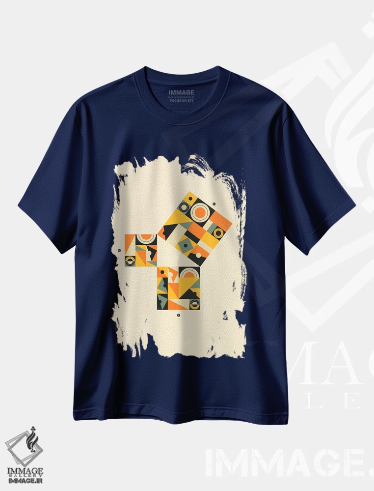 تیشرت سرمه ای طرح دار قضیه فیثاغورس I اثر جازبری بلو