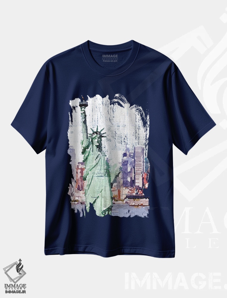 تیشرت سرمه ای طرح دار آمریکا اثر ایرنا اورلوف