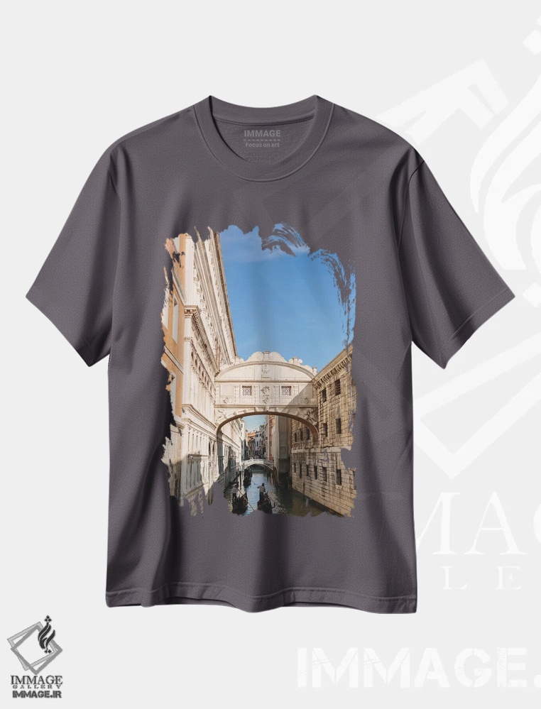 تیشرت طوسی طرح دار Venice, Italy,پل آه ها، ونیز، ایتالیا اثر لاولی لیتل هوم کو