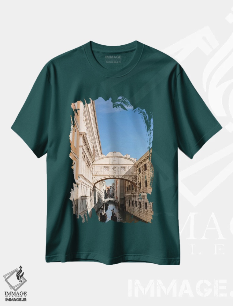 تیشرت سبز طرح دار Venice, Italy,پل آه ها، ونیز، ایتالیا اثر لاولی لیتل هوم کو