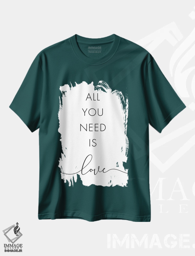 تیشرت سبز طرح دار تنها چیزی که نیاز داری عشق است اثر نووو پرینتس