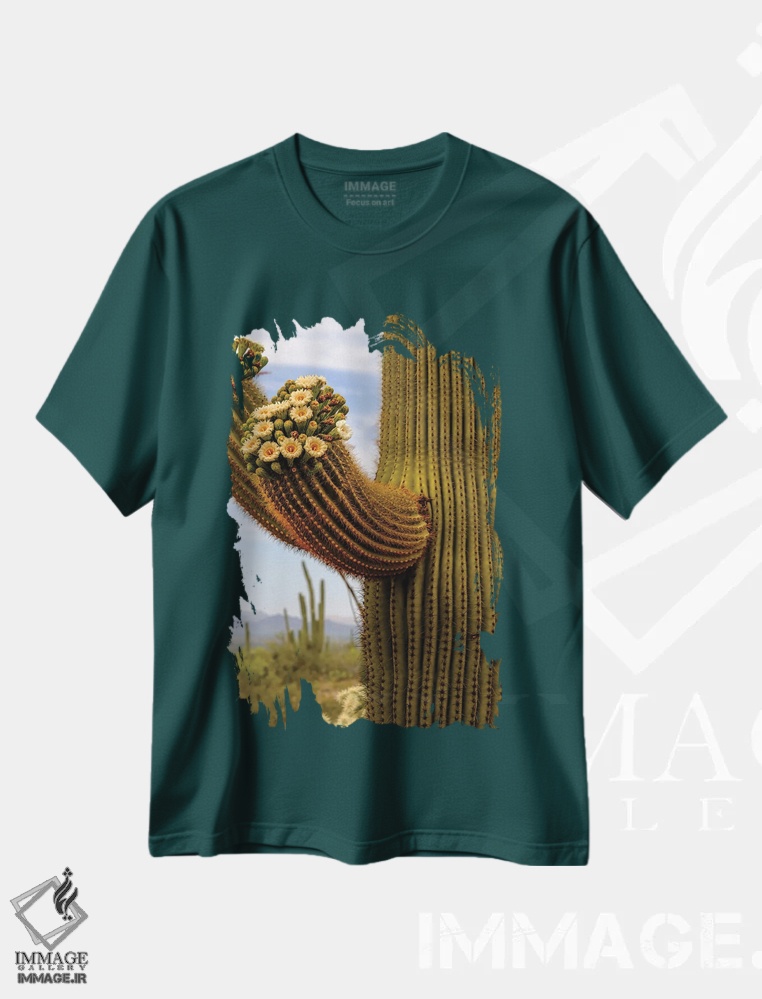 تیشرت سبز طرح دار Arizona.,گل های کاکتوس، آریزونا اثر جورج و مارولو تئودور