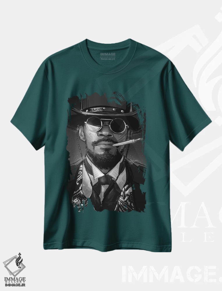 تیشرت سبز طرح دار جنگو در سیاه و سفید اثر نیکیتا آباکوموف