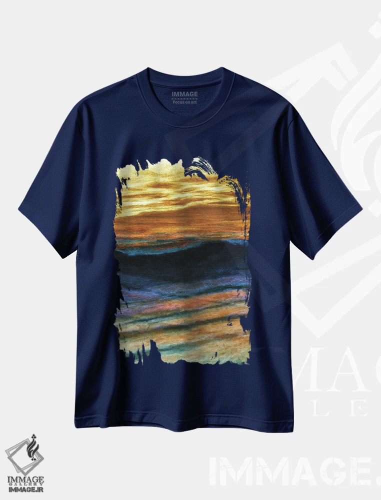 تیشرت سرمه ای طرح دار Colorful Ocean Waves Abstract,بازتاب ها معکوس، امواج اقیانوسی انتزاعی رنگارنگ اثر جولیا دی سانو