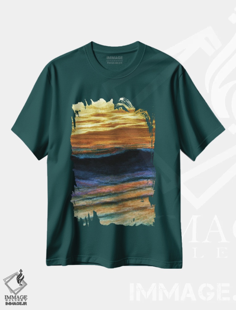 تیشرت سبز طرح دار Colorful Ocean Waves Abstract,بازتاب ها معکوس، امواج اقیانوسی انتزاعی رنگارنگ اثر جولیا دی سانو