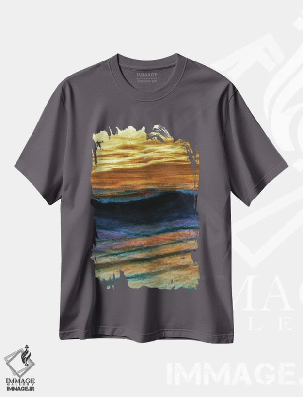 تیشرت طوسی طرح دار Colorful Ocean Waves Abstract,بازتاب ها معکوس، امواج اقیانوسی انتزاعی رنگارنگ اثر جولیا دی سانو