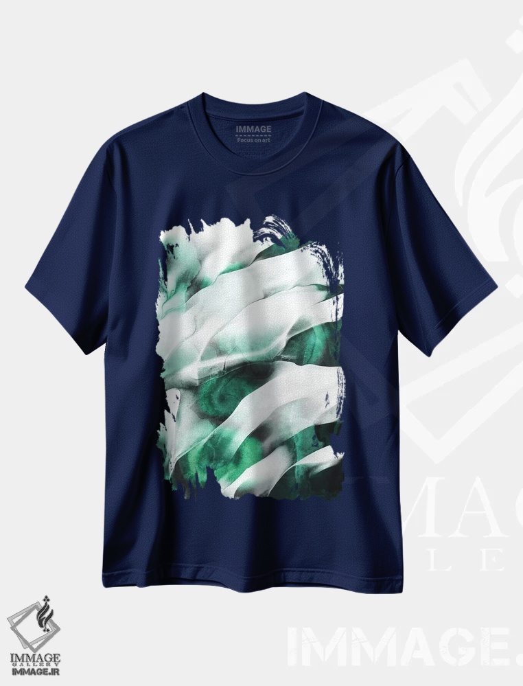 تیشرت سرمه ای طرح دار جریان زمردین اثر الیزابت فردریکسون