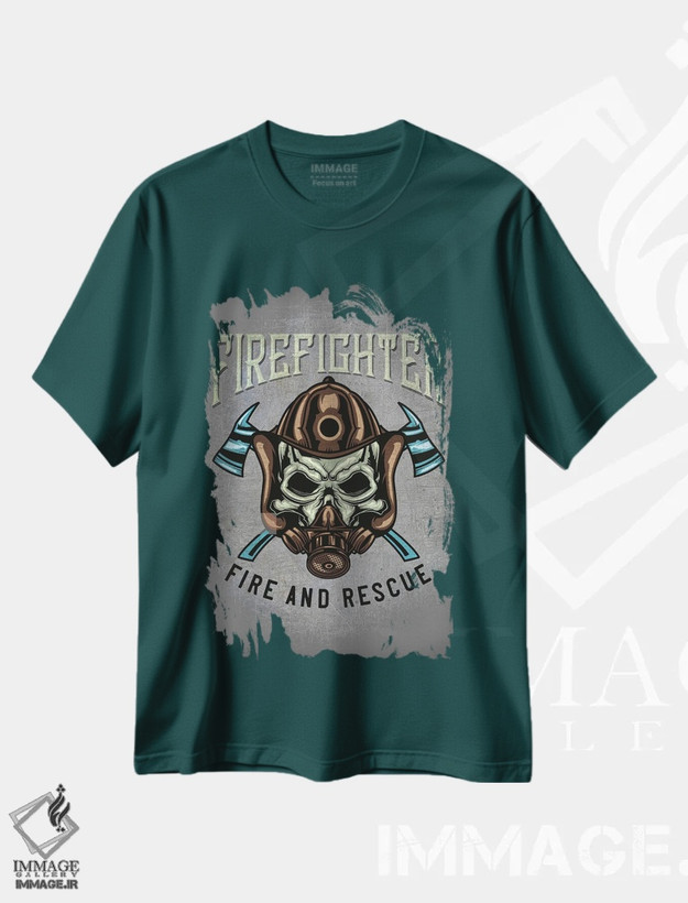 تیشرت سبز طرح دار آتش نشانان I اثر گب فرناندو