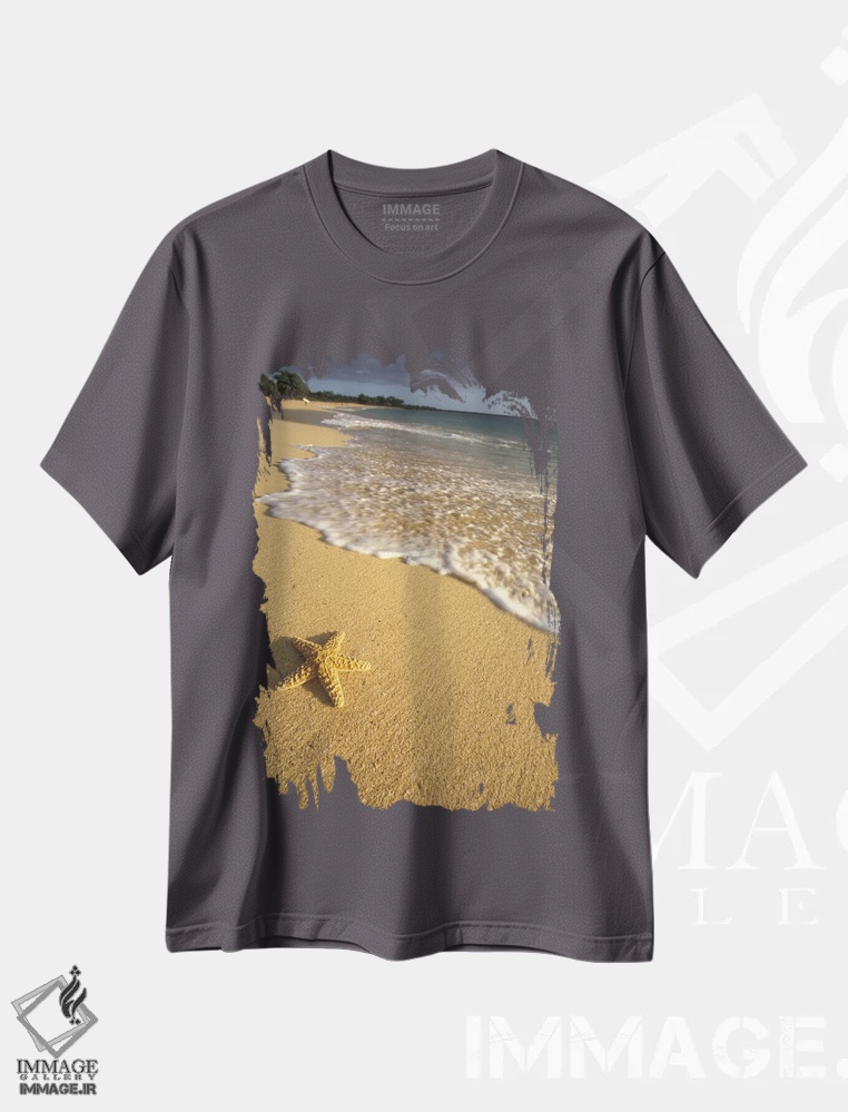 تیشرت طوسی طرح دار Big Beach, Makena State Park, Maui, Hawai'i, USA,ستاره دریایی تنها، ساحل بزرگ، پارک ماکنا، مائویی، هاوایی، آمریکا اثر دارل گالین