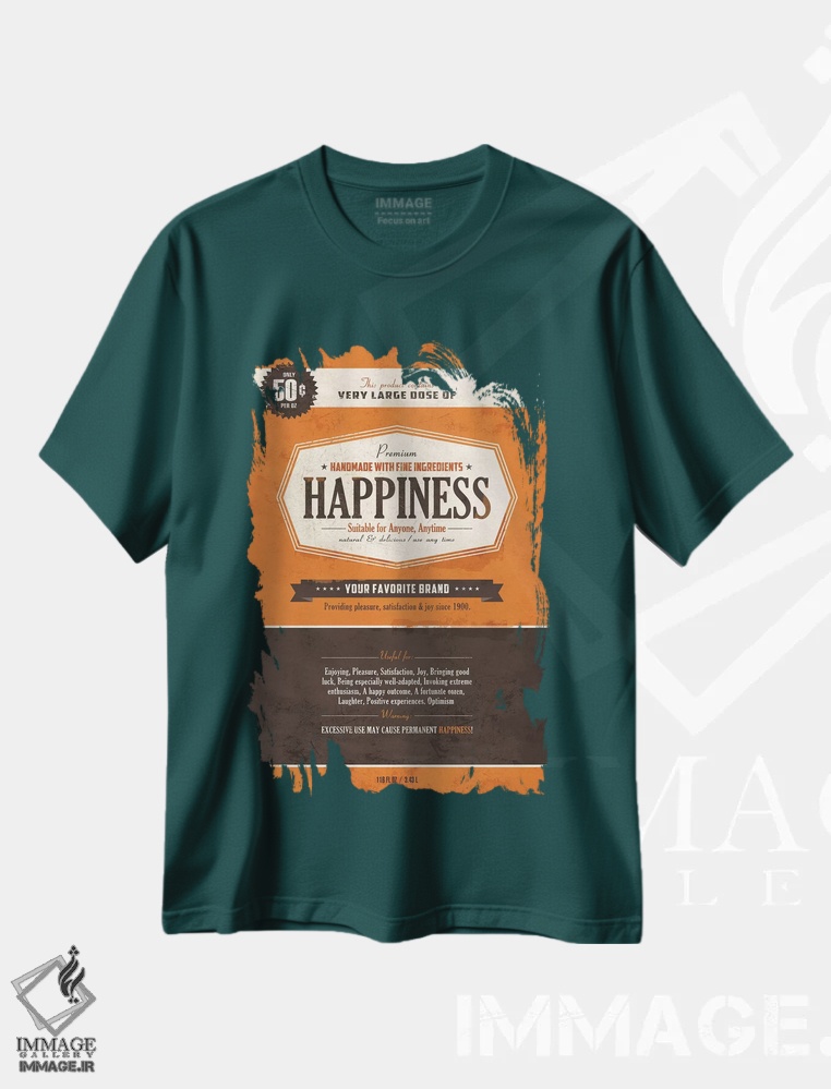 تیشرت سبز طرح دار خوشبختی اثر استر کی