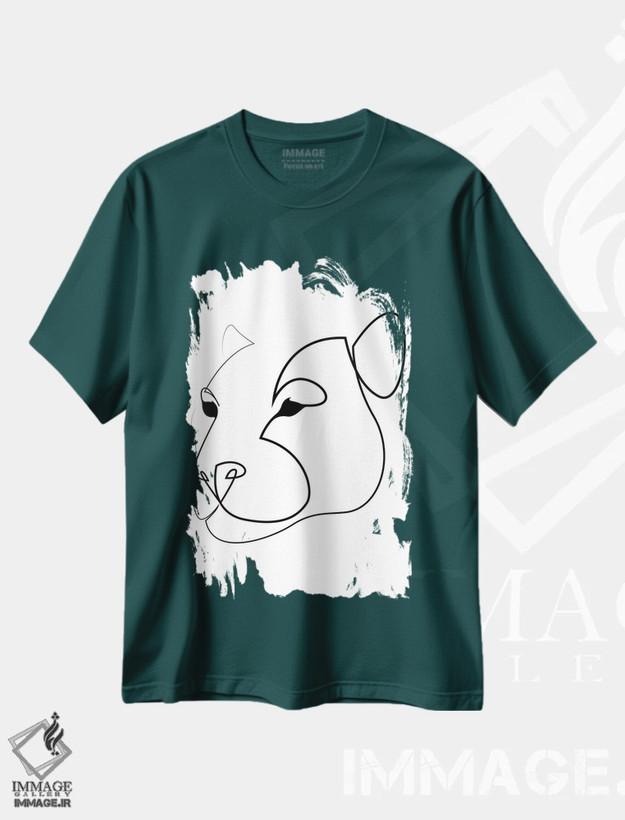 تیشرت سبز طرح دار پلنگ یک خطی اثر ادیلوم