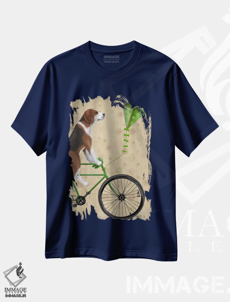 تیشرت سرمه ای طرح دار بیگل دوچرخه سوار اثر فب فانکی