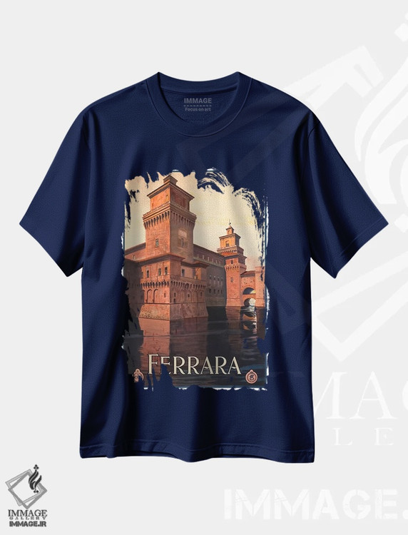 تیشرت سرمه ای طرح دار Italy,فرارا، ایتالیا اثر هنرمند ناشناس