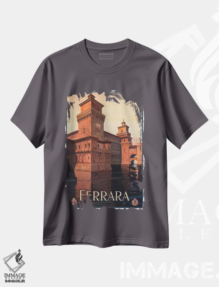 تیشرت طوسی طرح دار Italy,فرارا، ایتالیا اثر هنرمند ناشناس