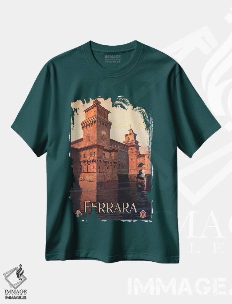 تیشرت سبز طرح دار Italy,فرارا، ایتالیا اثر هنرمند ناشناس