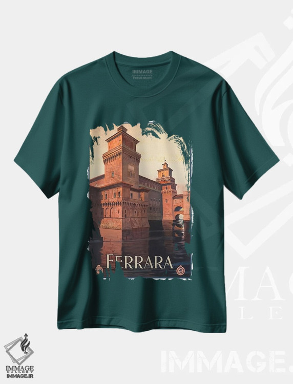 تیشرت سبز طرح دار Italy,فرارا، ایتالیا اثر هنرمند ناشناس