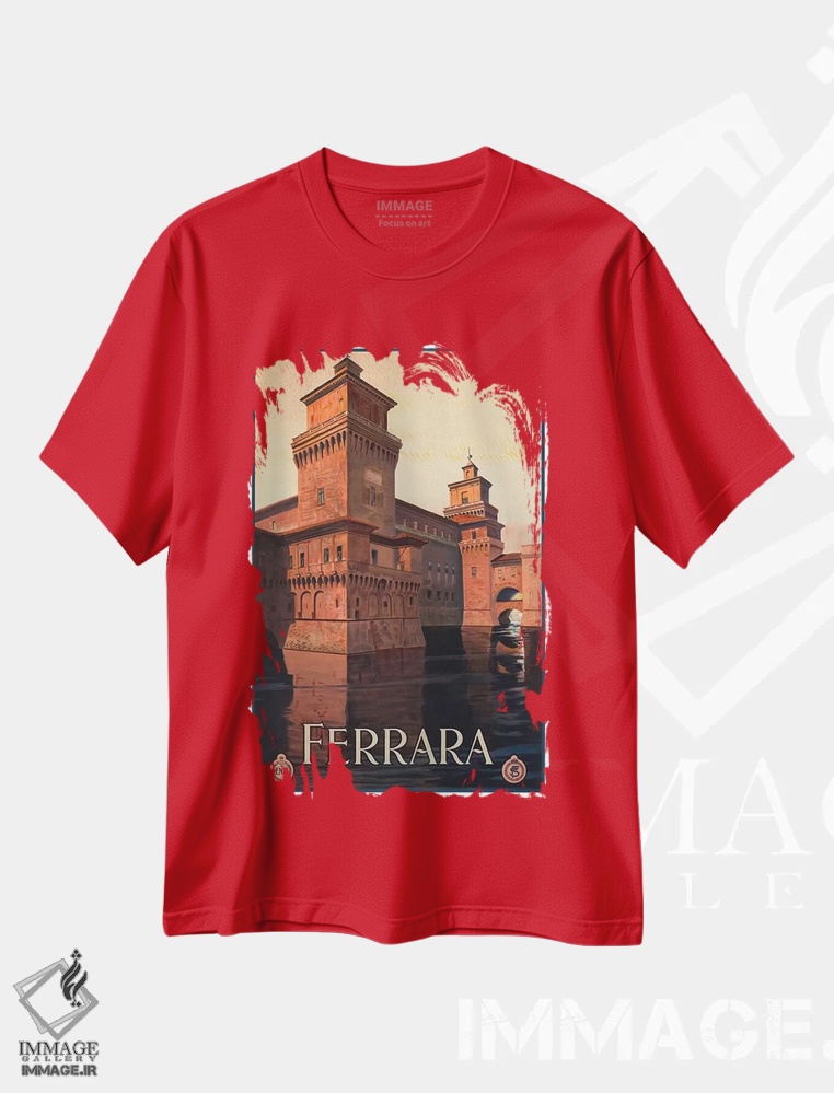 تیشرت قرمز طرح دار Italy,فرارا، ایتالیا اثر هنرمند ناشناس