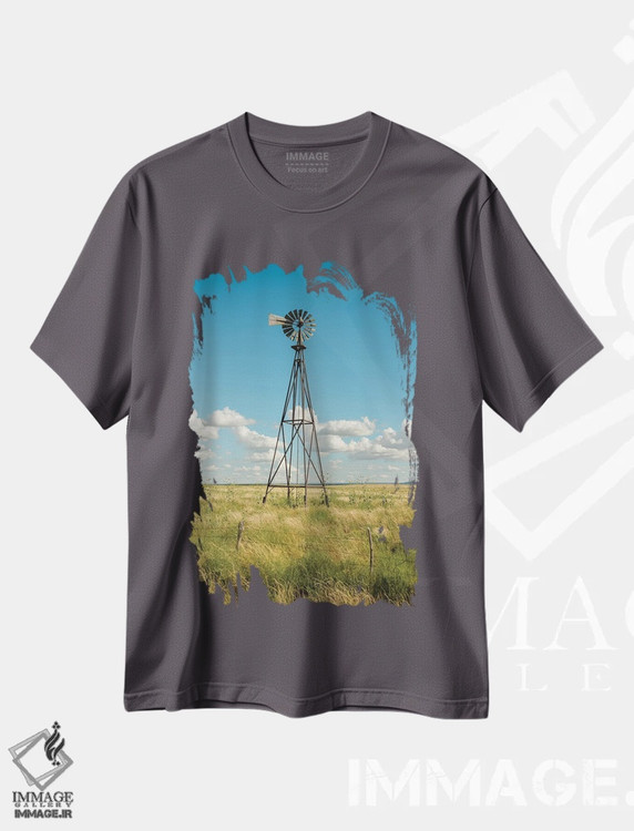 تیشرت طوسی طرح دار Route 66,آسیاب بادی، جاده ۶۶ اثر جان بیلوس