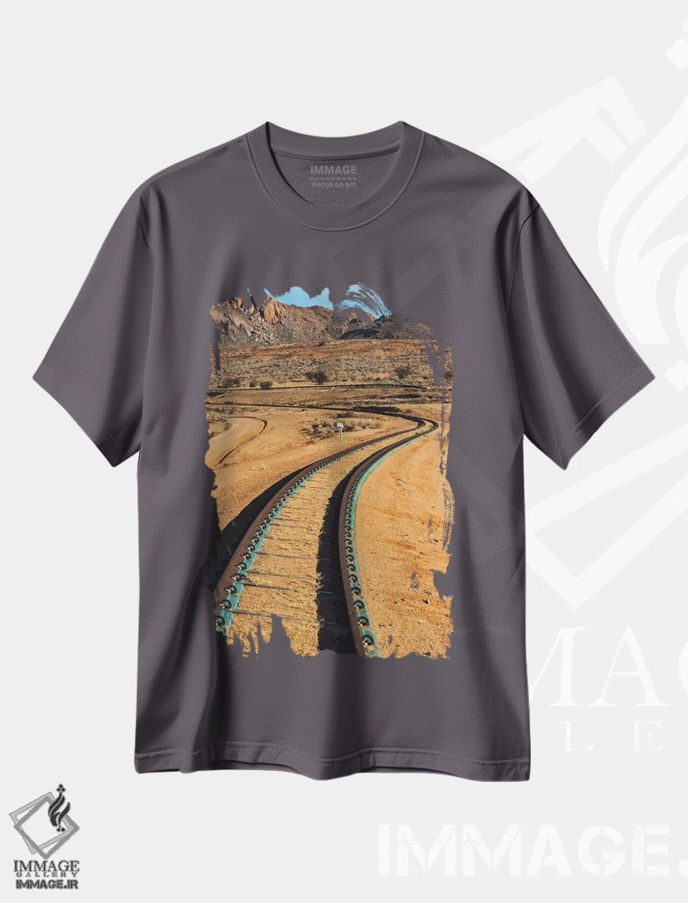 تیشرت طوسی طرح دار Karas Region, Namibia,خط آهن عبوری از صحرای جنوبی نامیب، منطقه کاراس، نامیبیا اثر کرن سو