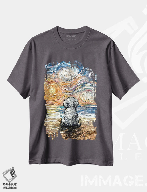 تیشرت طوسی طرح دار روزهای ساحلی اثر آجا تریر