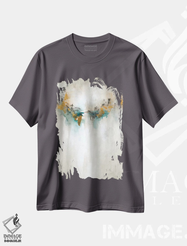 تیشرت طوسی طرح هنری ,آرامش اثر لیا ری