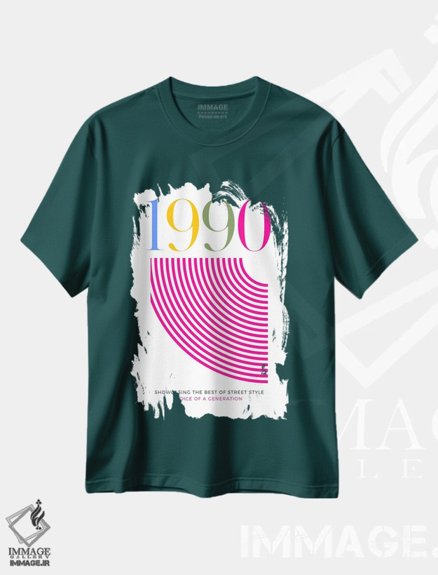 تیشرت سبز طرح دار پوستر نئونی دههٔ میلادی اثر پیج ترنر