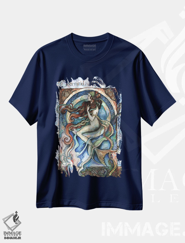 تیشرت سرمه ای طرح دار رویای پری دریایی اثر فانیتسا پترو
