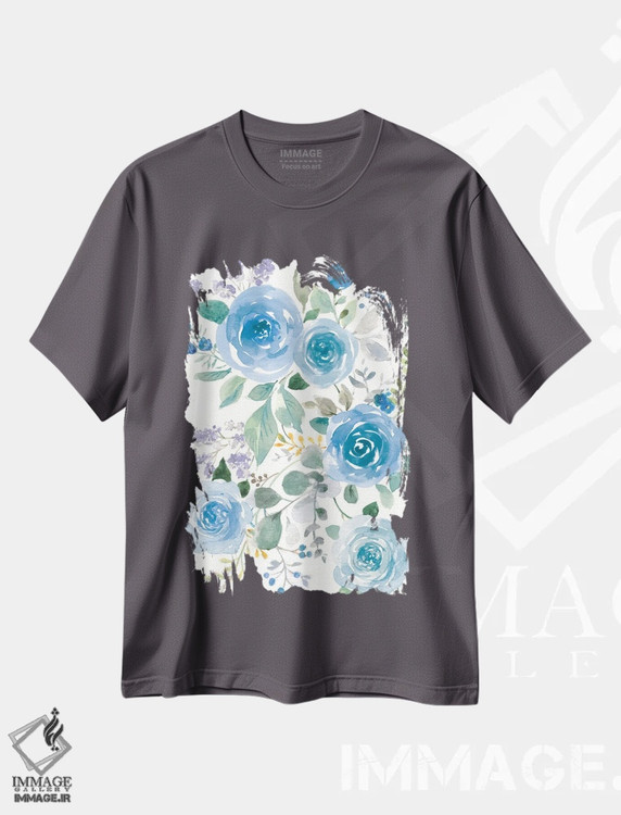 تیشرت طوسی طرح انتزاعی ,رزهای آبی پرپشت دو اثر دان هوی نای