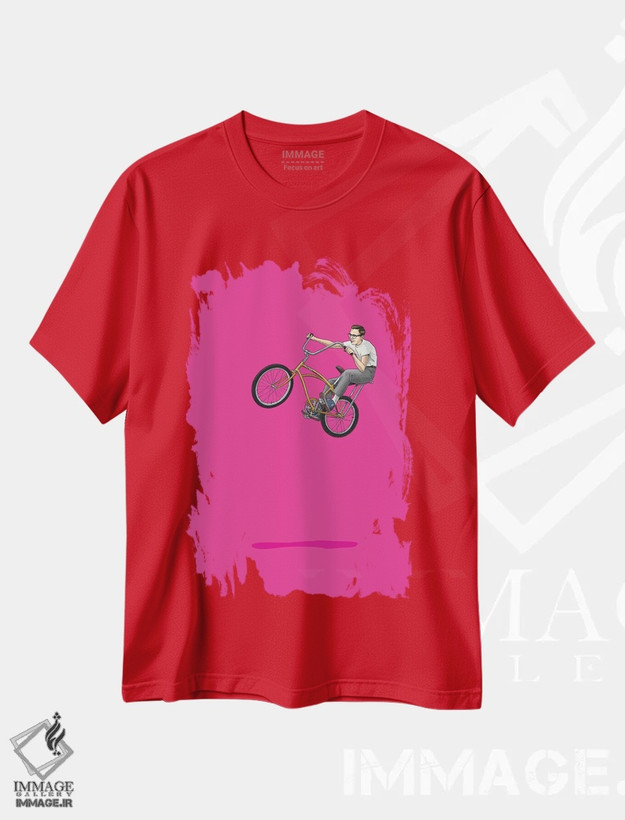 تیشرت قرمز طرح دار شناور در میان ابرها اثر جیسون رتلیف