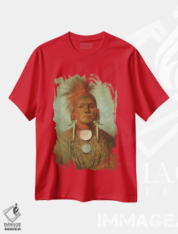 تیشرت قرمز طرح دار An Iowa Medicine Man, c.1844-45,سی نان تیا، مرد داروی ایوا، حدود ۱۸۴۴-۴۵ اثر جورج کت لین