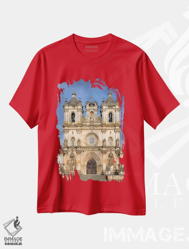 تیشرت قرمز طرح معماری ,Mosteiro de Santa Maria de Alcobaca. Portugal.,صومعه آلکوباکا، صومعه سانتا ماریا د آلکوباکا. پرتغال اثر مارتین زویک