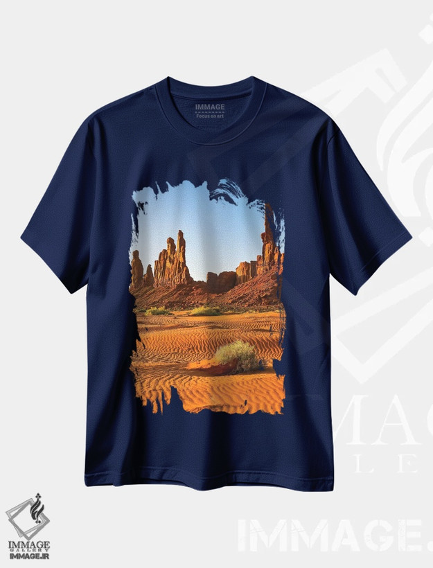 تیشرت سرمه ای طرح دار Arizona. Monument Valley, Totem,آمریکا، آریزونا، دره بناهای یادبود، توتم اثر جورج تئودور