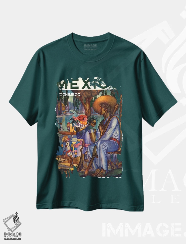 تیشرت سبز طرح دار Xochimilco,مکزیک، سوچی میلکو اثر هنرمند ناشناس