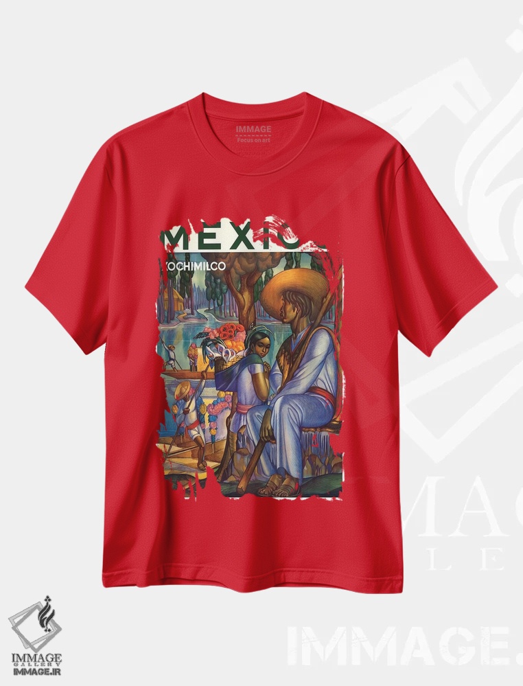 تیشرت قرمز طرح دار Xochimilco,مکزیک، سوچی میلکو اثر هنرمند ناشناس